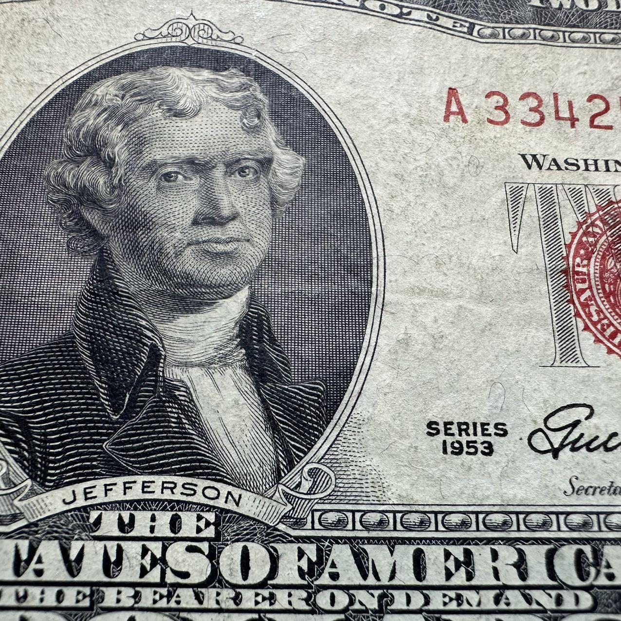 🌹外币初藏🌹🐯2025年第131场  每周二四六晚8️⃣点 接代拍 美国1953年2美元