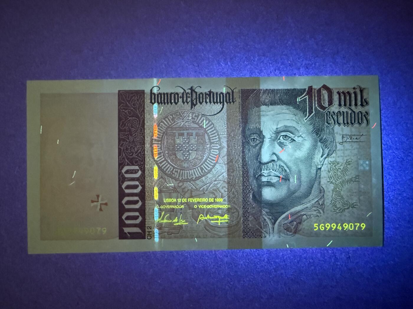 《艾美收藏》第221期-11.23周日黄金场精品荟萃 葡萄牙10000埃斯库多 UNC 1998年 航海家亨里克王子 原票好品 边缘轻微荧光