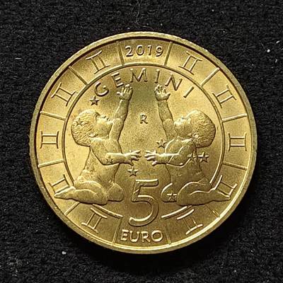 【全场包邮】纯粹捡漏拍480场（免费代拍第17场） - 圣马力诺2019年5欧元十二星座双子座纪念币