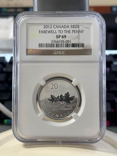 第182期拍卖 - 加拿大2012年20换20系列枫叶银币NGC-SP69，1/4盎司，9999银