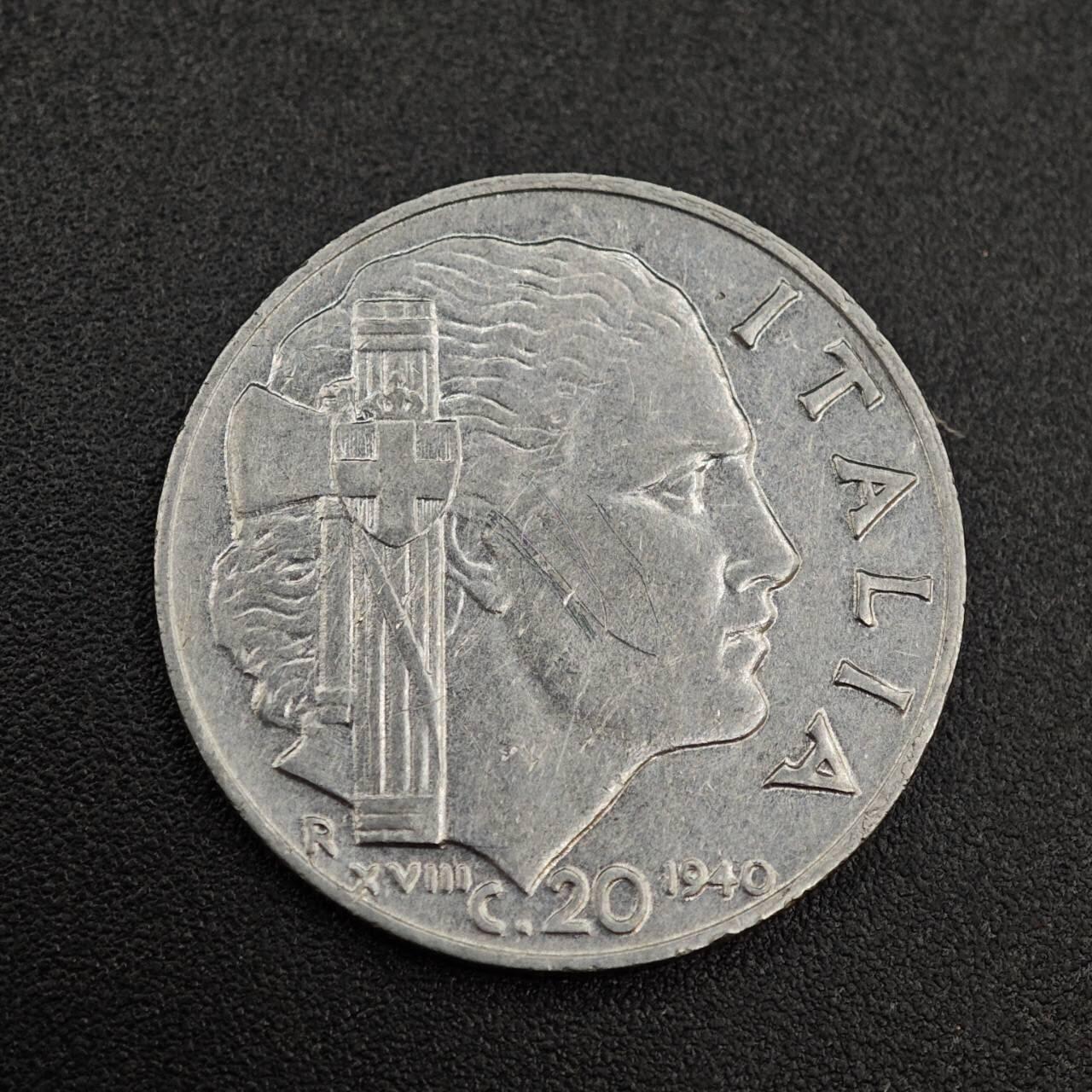 【淘币小摊】实时拍第八百零三拍   散币套币场   满百包邮可预留二周 每周一统一发货   意大利1940年20分