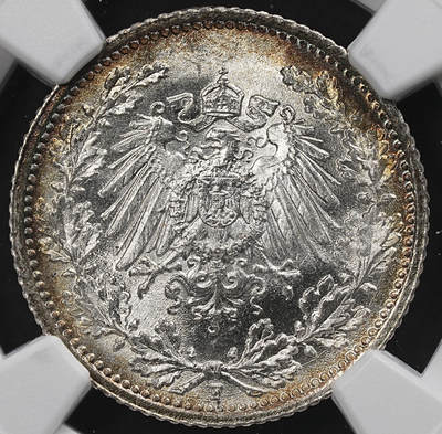 修遠堂世界钱币第九十四期 - NGC MS68 1915年德国1/2马克银币 F厂铭 顶级状态