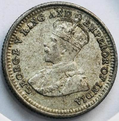 文馨钱币收藏第 282 场，【 长期接收代拍品】，加拿大老铜代用币，银币，德三系列场 - 少见带光极美品 1926 年英属海峡殖民地乔治五世 5 分银币，第二版首发年 600 银