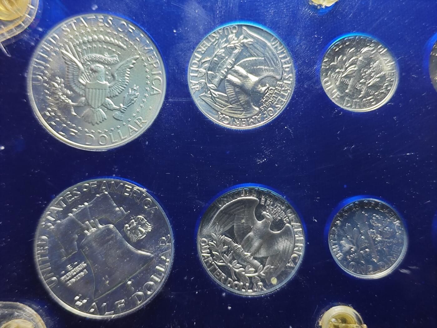 KK钱币收藏小铺 （套币 好品/批量散币 银币）专场  2月预留时间 周末发货  美国精制套币1962/1964年清年2套一卡册 含6枚高银银币