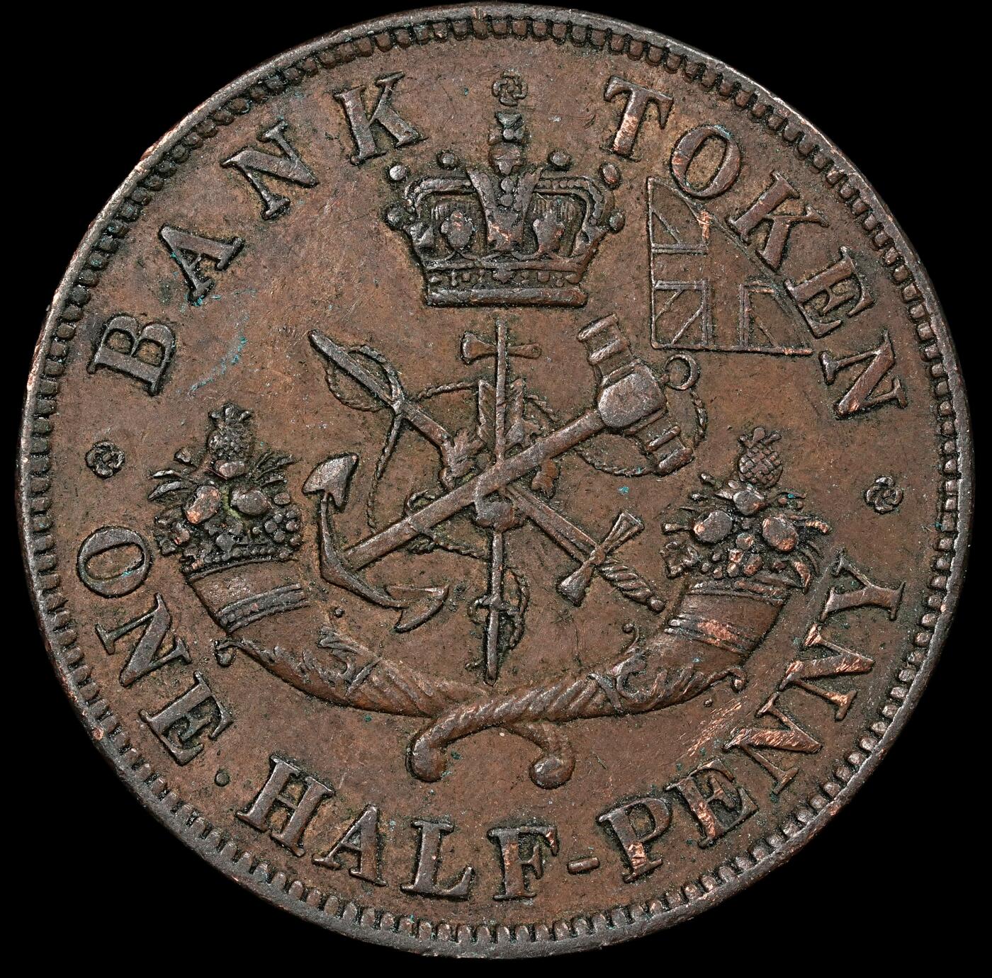 修遠堂世界钱币第九十四期 1850年上加拿大银行1/2便士代用币