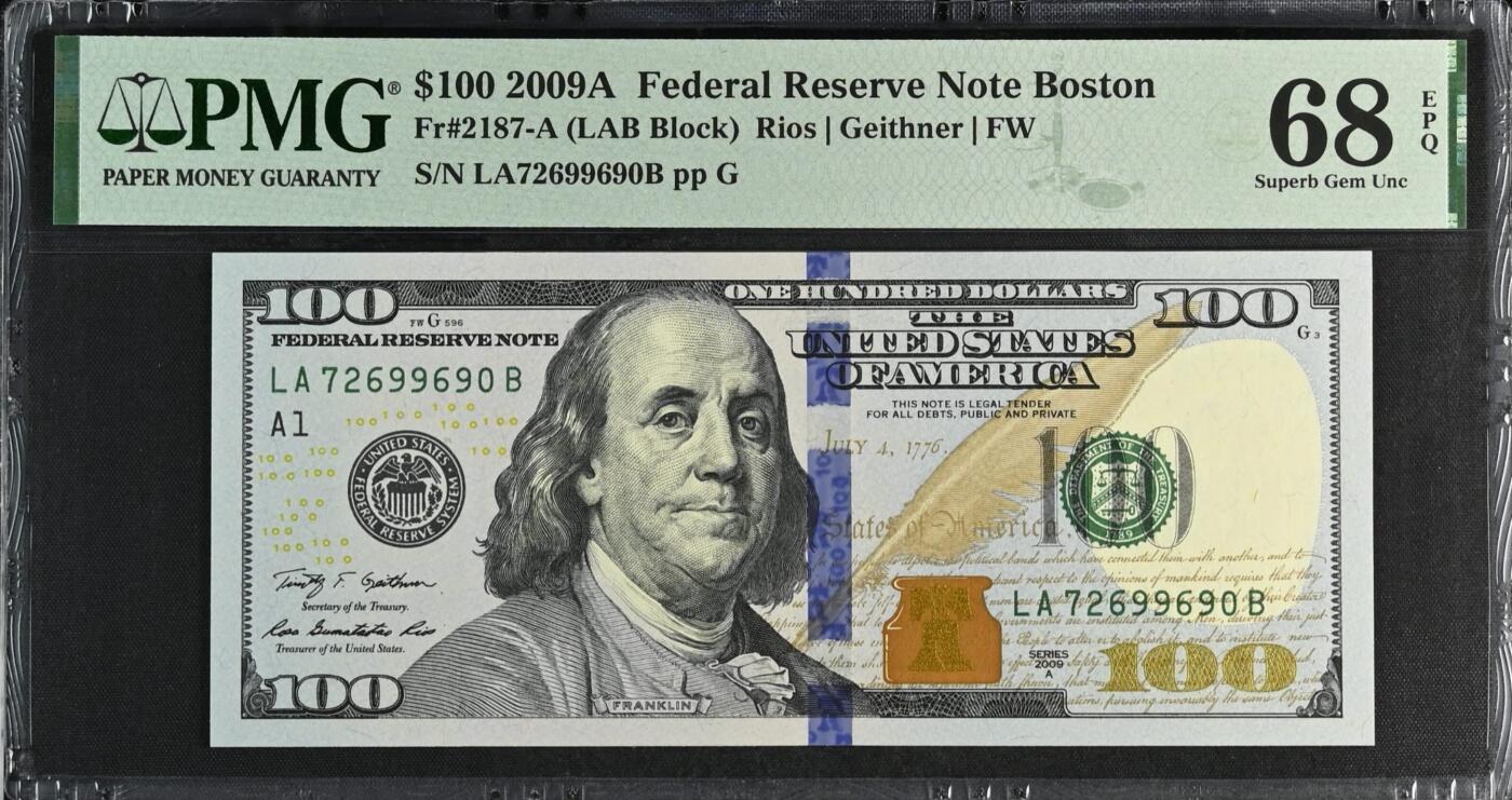 《艾美收藏》第221期-11.23周日黄金场精品荟萃 美国100美元 PMG68E 2009年 首发 无4 冠军分