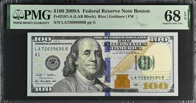 《艾美收藏》第221期-11.23周日黄金场精品荟萃 - 美国100美元 PMG68E 2009年 首发 无4 冠军分