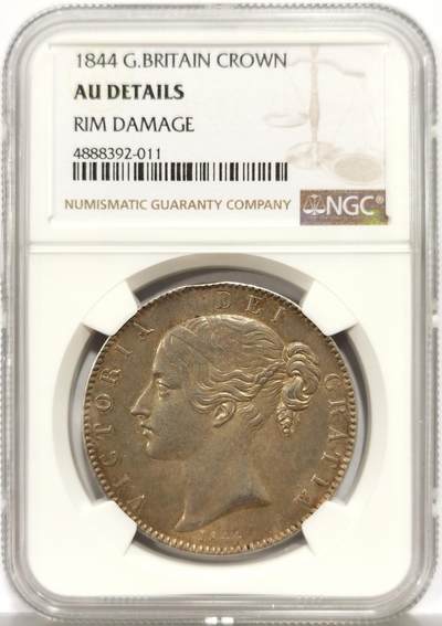 博洋堂世界钱币拍卖第147期（全场包邮） - NGC AU 英国1844年维多利亚1克朗大银币