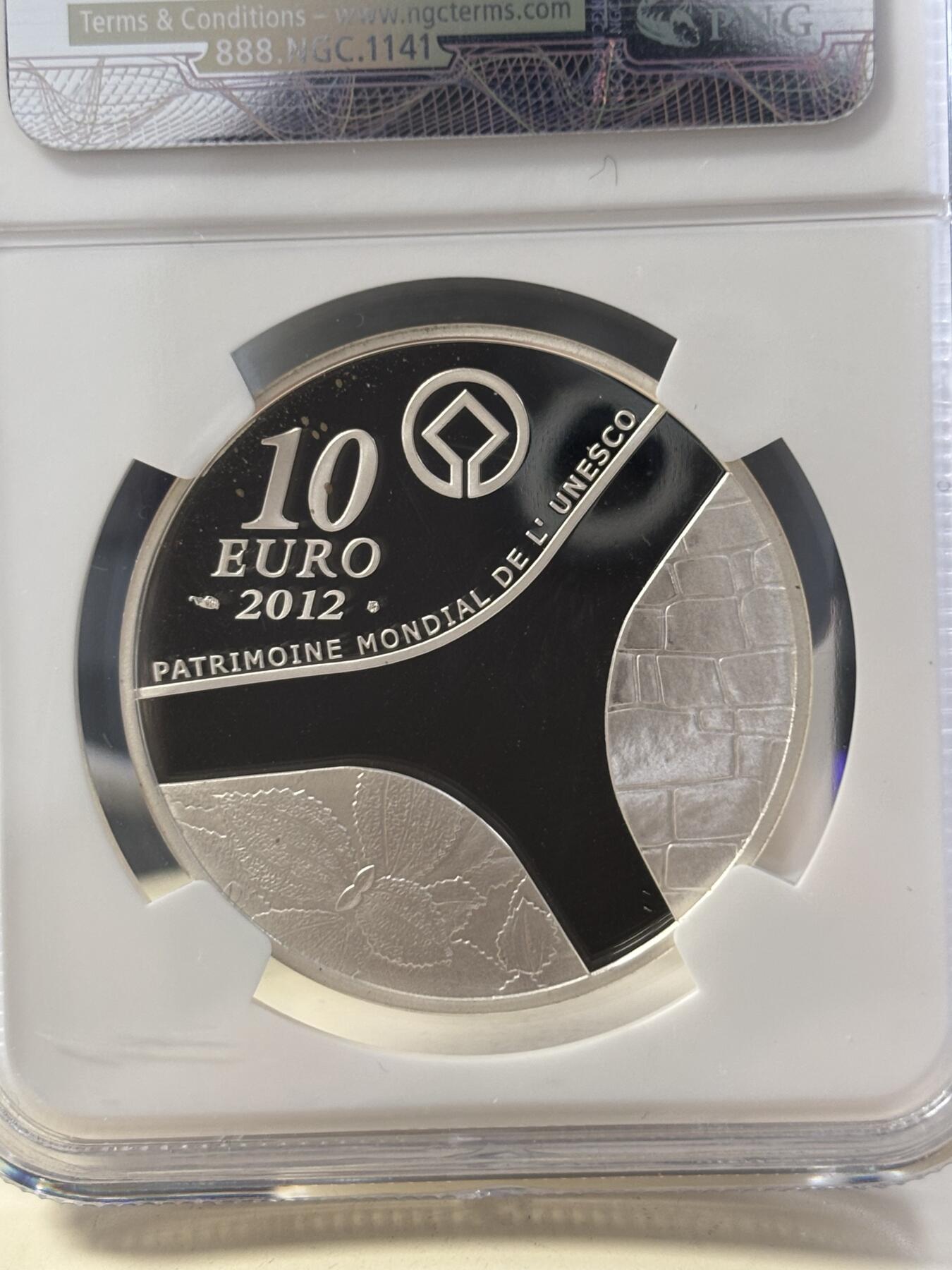 第182期拍卖 法国2012年世界文化遗产埃及阿布辛贝神庙精制纪念银币NGC-PF70,22.2克，900银