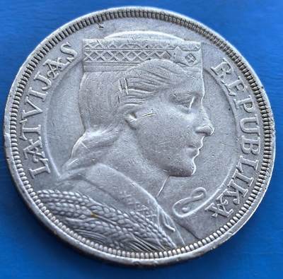 外国优质老铜币银币，未完待续 - 拉脱维亚1929年谷物女神5拉缇大银币