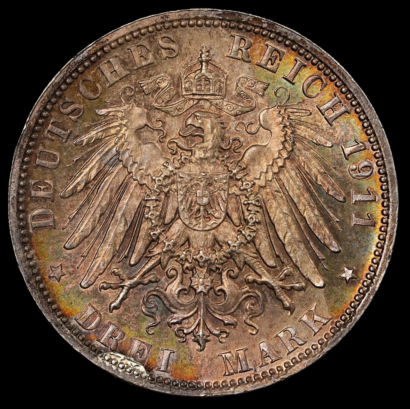 修遠堂世界钱币第九十四期 1911年巴伐利亚摄政王90大寿纪念3马克银币