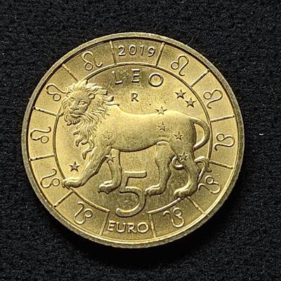 【全场包邮】纯粹捡漏拍480场（免费代拍第17场） - 圣马力诺2019年5欧元十二星座狮子座纪念币