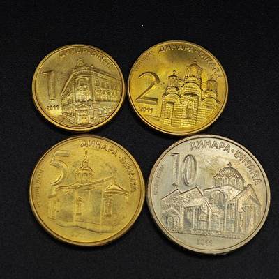 【淘币小摊】实时拍第八百零三拍   散币套币场   满百包邮可预留二周 每周一统一发货   - 塞尔维亚2011年4枚