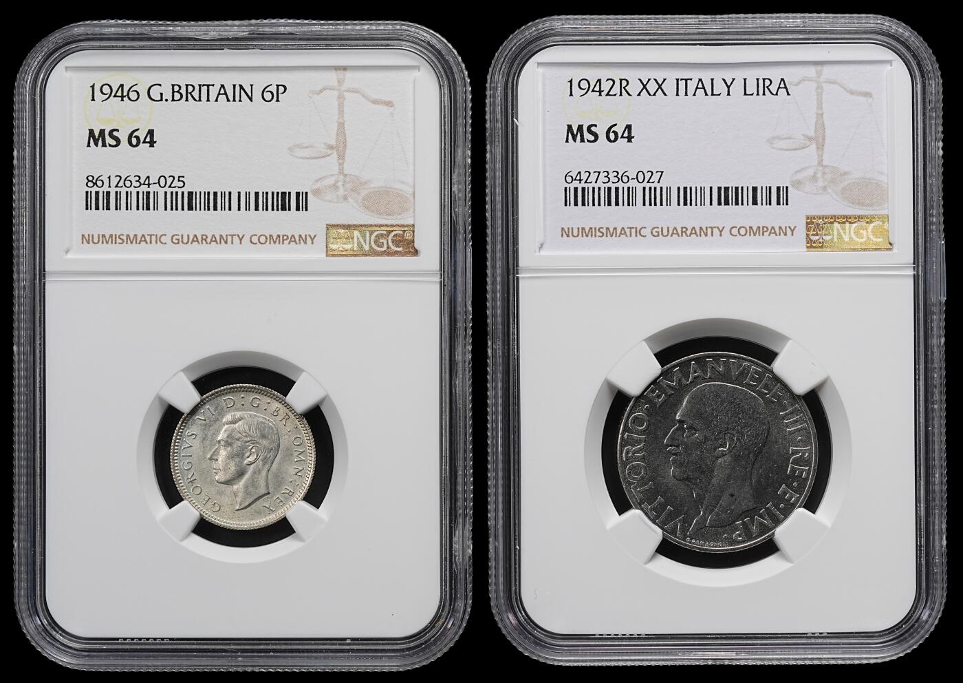 修遠堂世界钱币第九十四期 NGC评级 英国，意大利钱币各一枚
