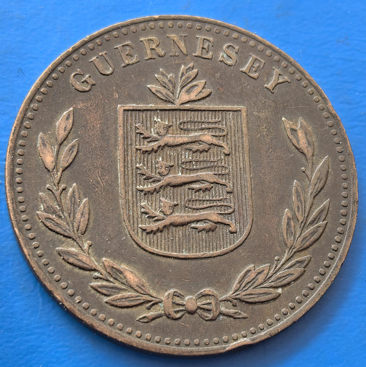 外国优质老铜币银币，未完待续 英属根西1914年8道布H版