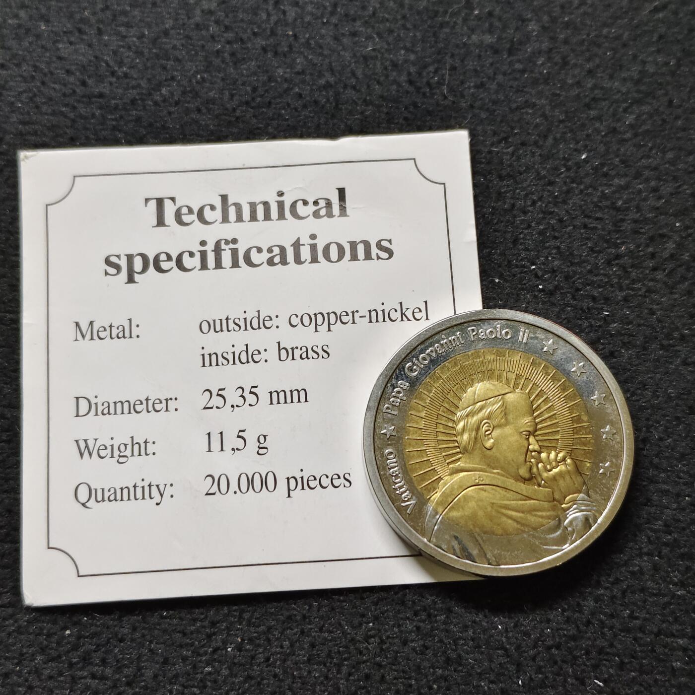 【全场包邮】纯粹捡漏拍480场（免费代拍第17场） 【纪念章】梵蒂冈保罗二世双金属纪念章-带证书