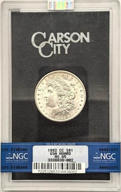 博洋堂藏家专场系列之美国钱币白金之夜专场暨第148期（全场包邮） - NGC MS65 美国1882 CC 摩根 卡森厂 GSA大封装 高分难得 十字转光 鹰面有褐色包浆