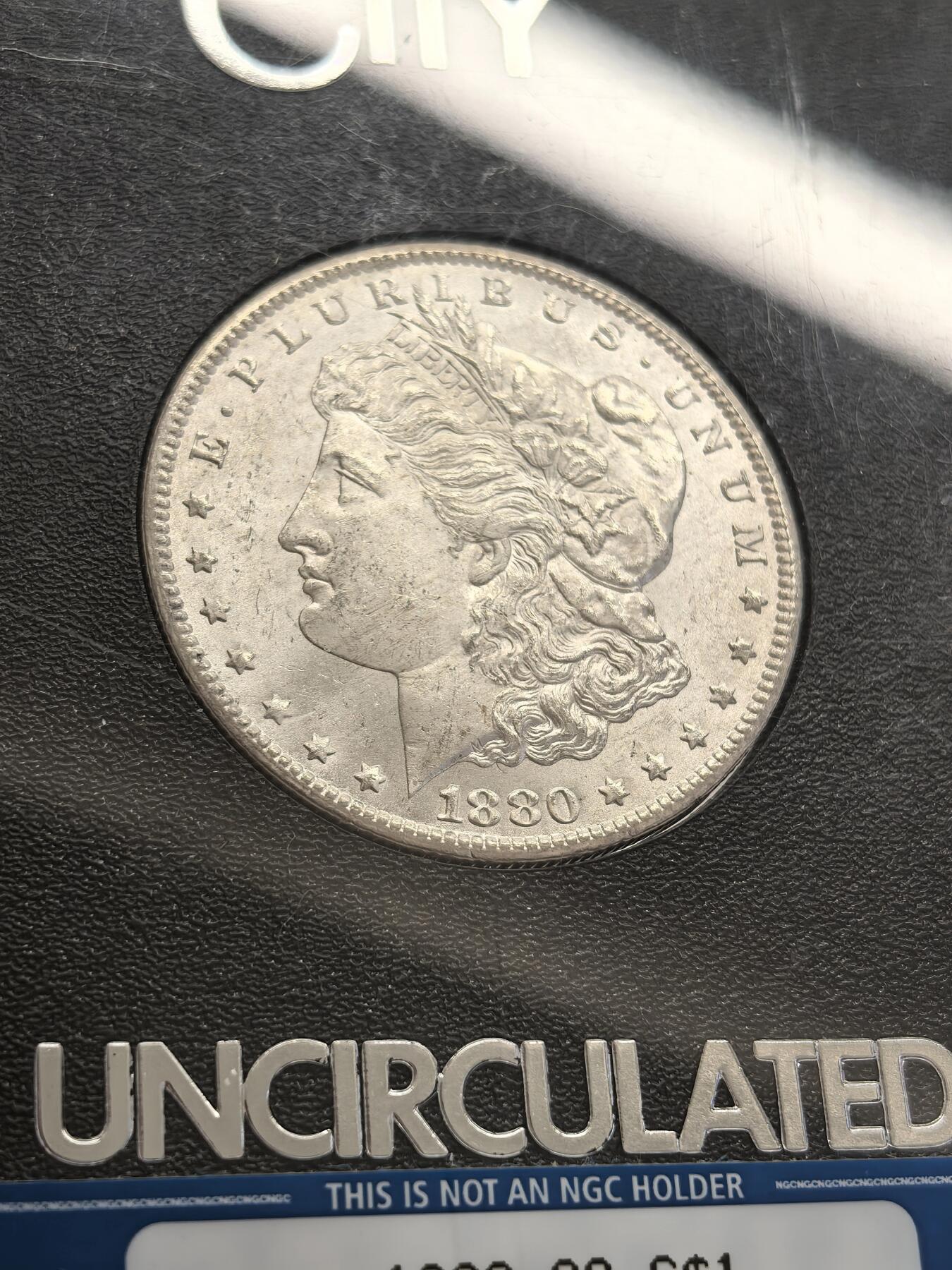 博洋堂藏家专场系列之美国钱币白金之夜专场暨第148期（全场包邮） NGC MS63 美国1880 CC 摩根 卡森厂稀有年份 GSA大封装 麦稀奇首见稀有年份 品相完美 严重低评 底板几尽完美