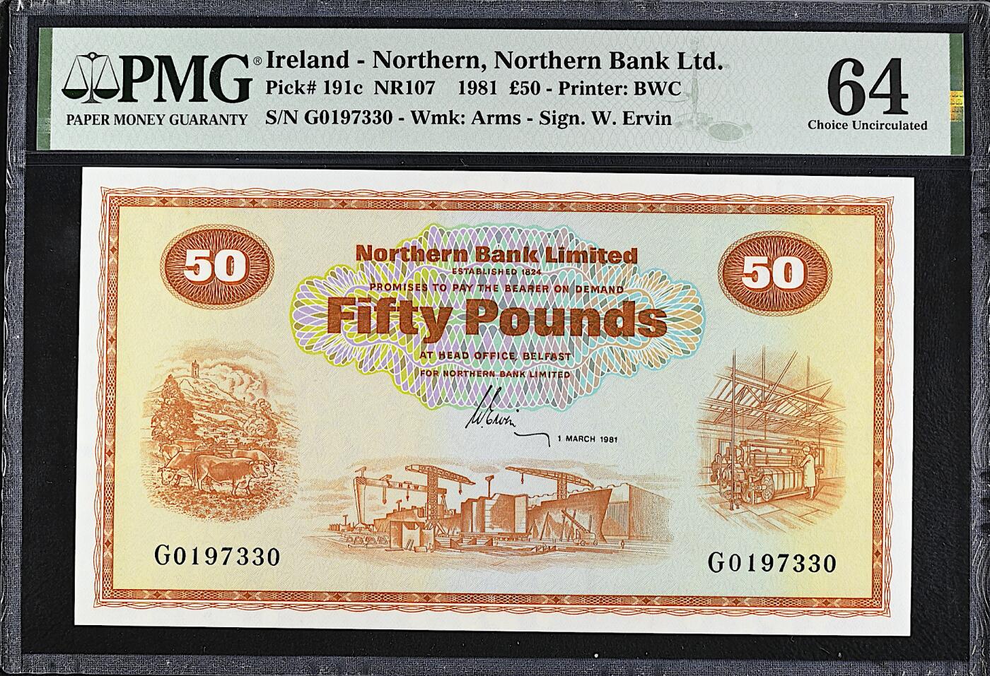 《艾美收藏》第221期-11.23周日黄金场精品荟萃 北爱尔兰50镑 PMG64 北方银行 1981年稀少版本 剪壳裸币收藏首选 无4