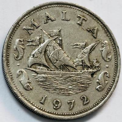 文馨钱币收藏第 282 场，【 长期接收代拍品】，加拿大老铜代用币，银币，德三系列场 - 少见 1972 年马耳他 10 分大镍币，首发版