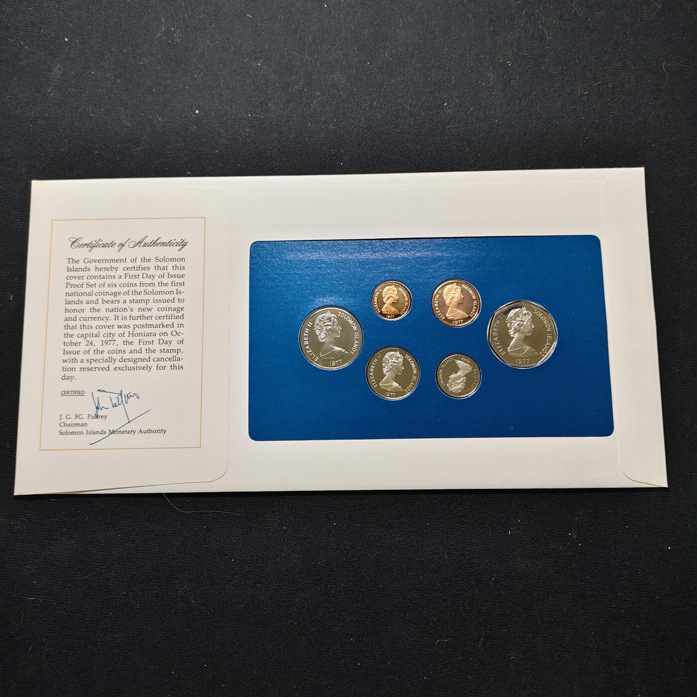 【全场包邮】纯粹捡漏拍482场（免费代拍第19场）-币封+套装+富兰克林（注意佣金） 【邮币封】所罗门群岛1977年独立首年官方精制套币邮币封-带说明