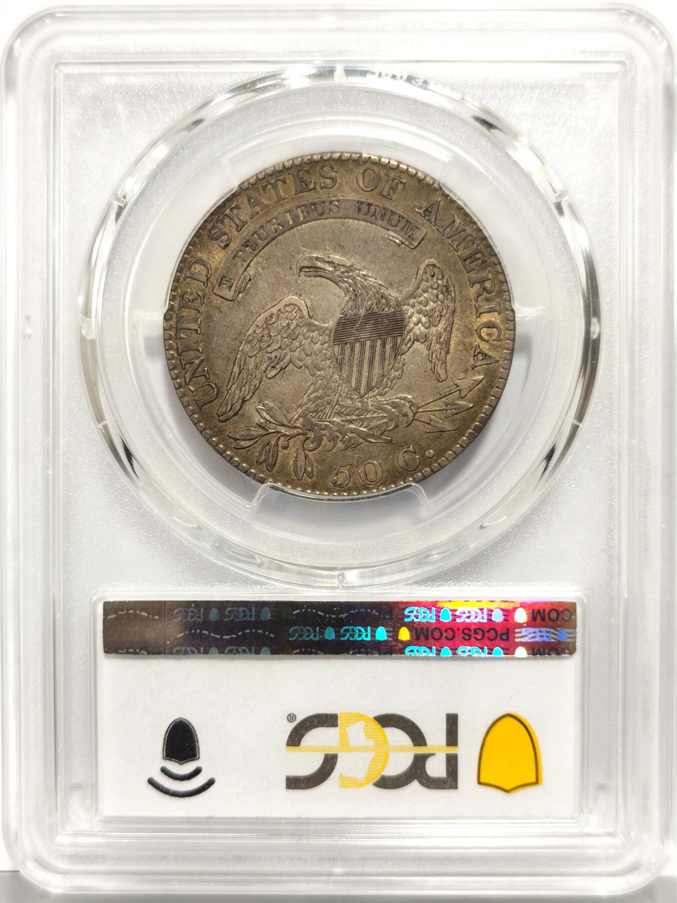 博洋堂藏家专场系列之美国钱币白金之夜专场暨第148期（全场包邮） PCGS AU53 美国1819年自由帽女神50分银币 国内难得一见 麦稀奇所见该品种最高分 200多年极美传世包浆 收藏一步到位