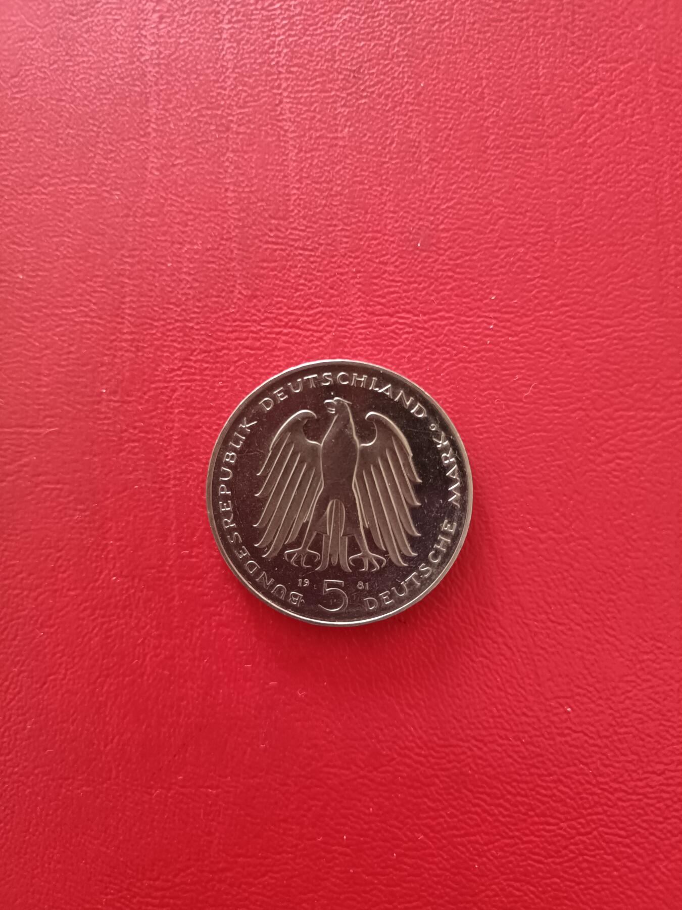 【云涧收藏】第八十场 德国1981年斯坦因逝世150周年5马克纪念币