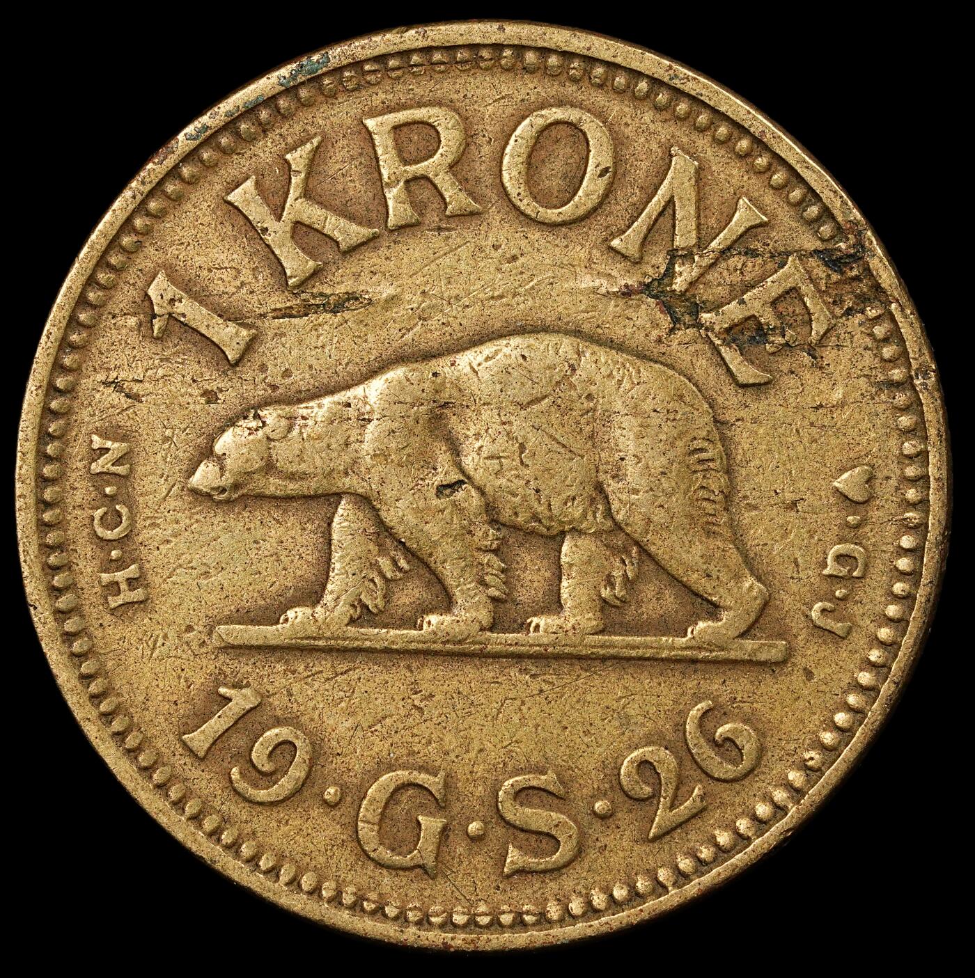 修遠堂世界钱币第九十四期 1926年格陵兰1克朗