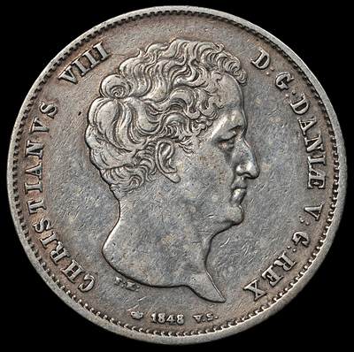 修遠堂世界钱币第九十四期 - 1848年丹麦1 RIGSBANKDALER银币 14.30g
