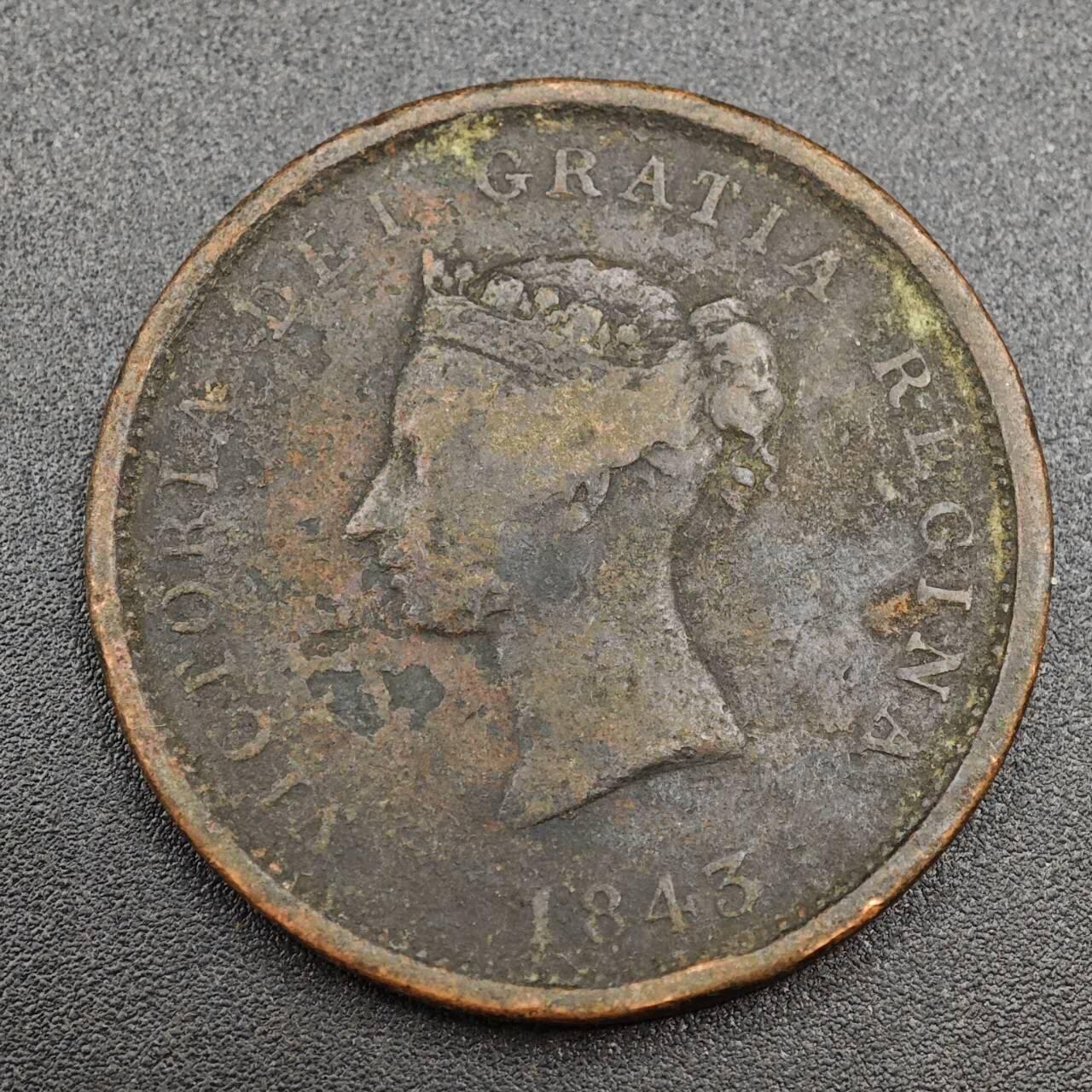 【淘币小摊】实时拍第八百零三拍   散币套币场   满百包邮可预留二周 每周一统一发货   新布伦瑞克1843年维多利亚半一便士铜币代币