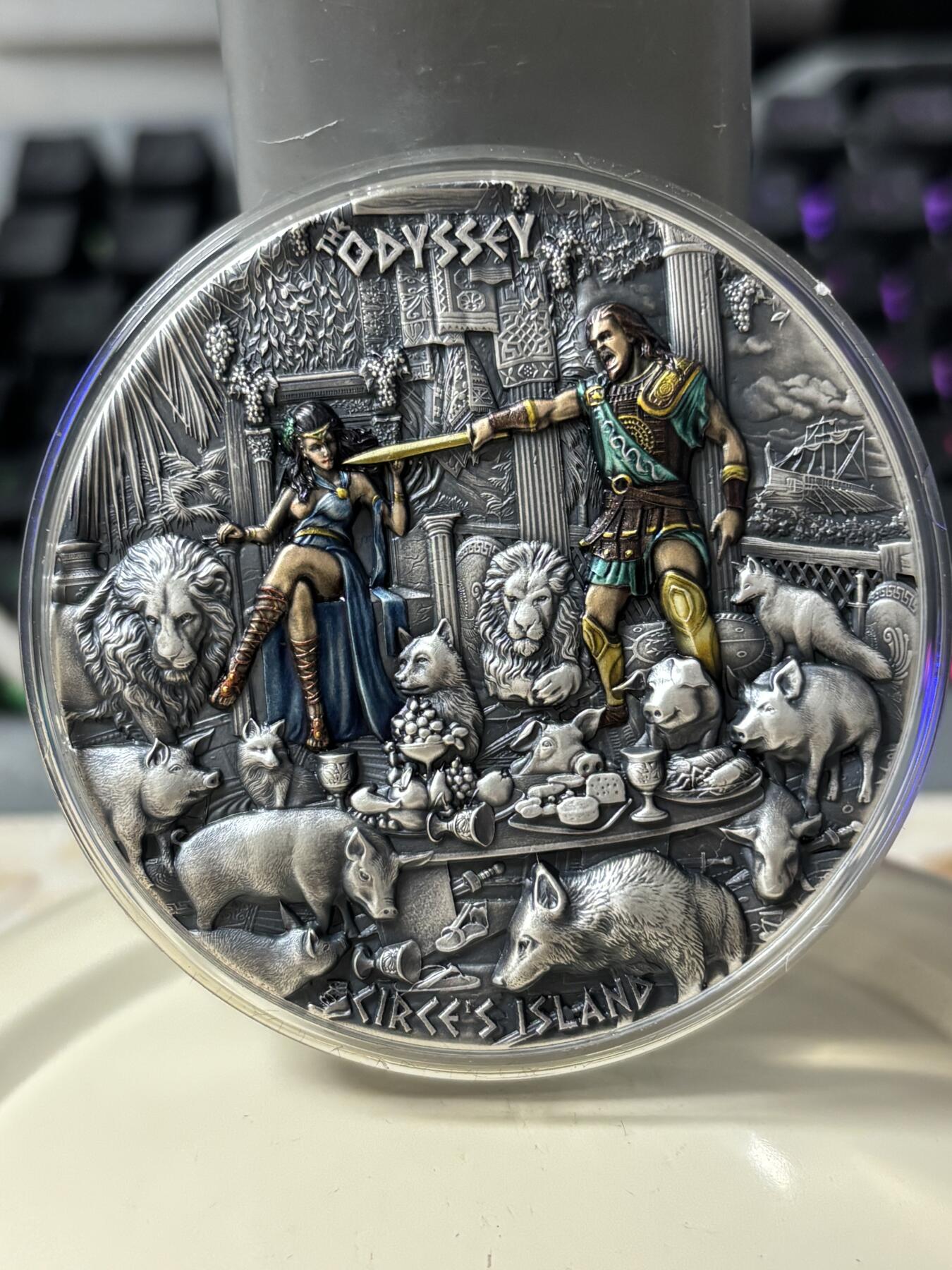 第183期拍卖 纽埃2023年希腊史诗奥德赛奥德修斯和女巫 3盎司纪念银币，999银，发行500枚，