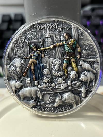 第183期拍卖 - 纽埃2023年希腊史诗奥德赛奥德修斯和女巫 3盎司纪念银币，999银，发行500枚，
