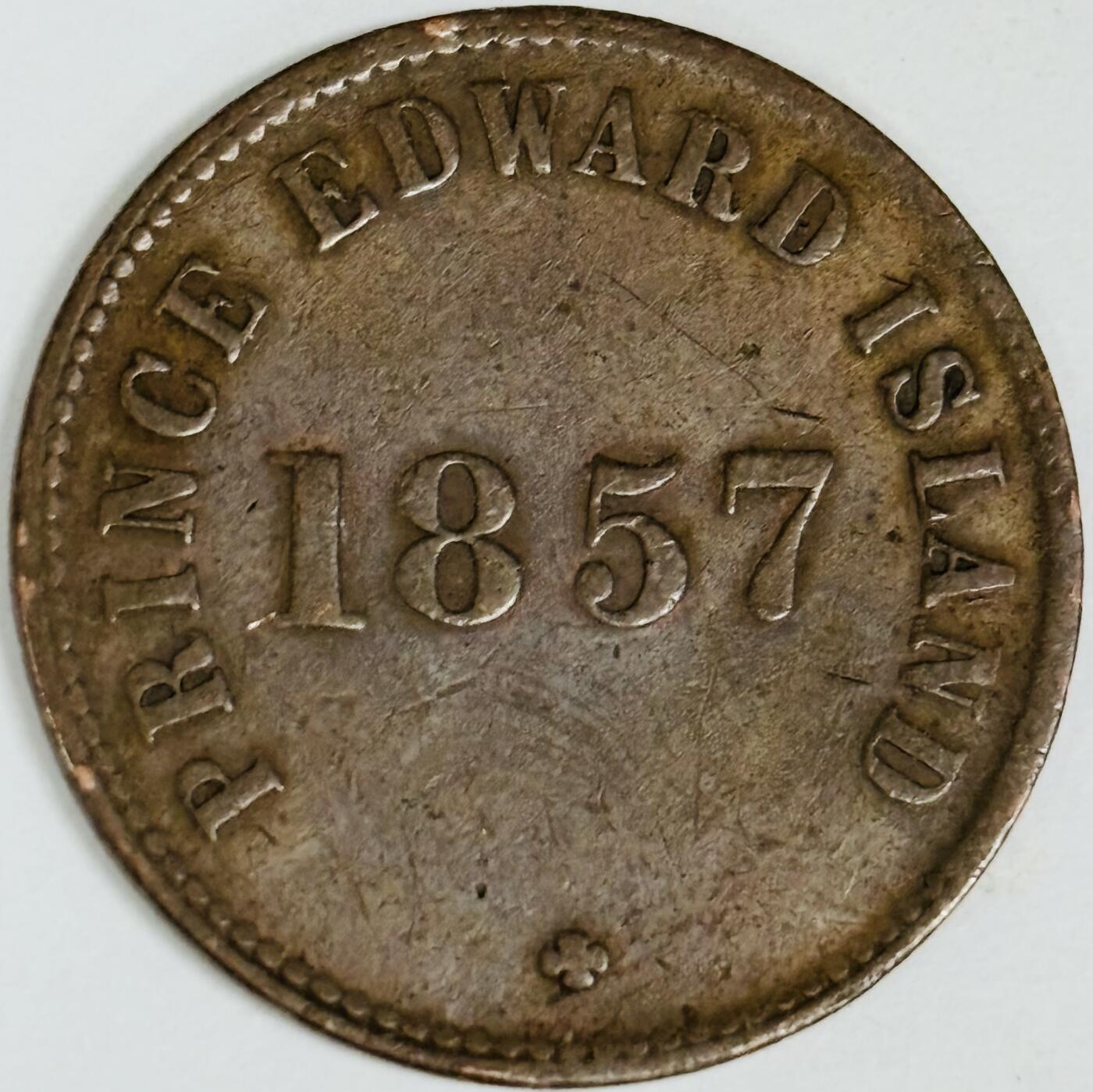 文馨钱币收藏第 282 场，【 长期接收代拍品】，加拿大老铜代用币，银币，德三系列场 罕见 爱德华王子岛1857年自治政府自由贸易一分铜币