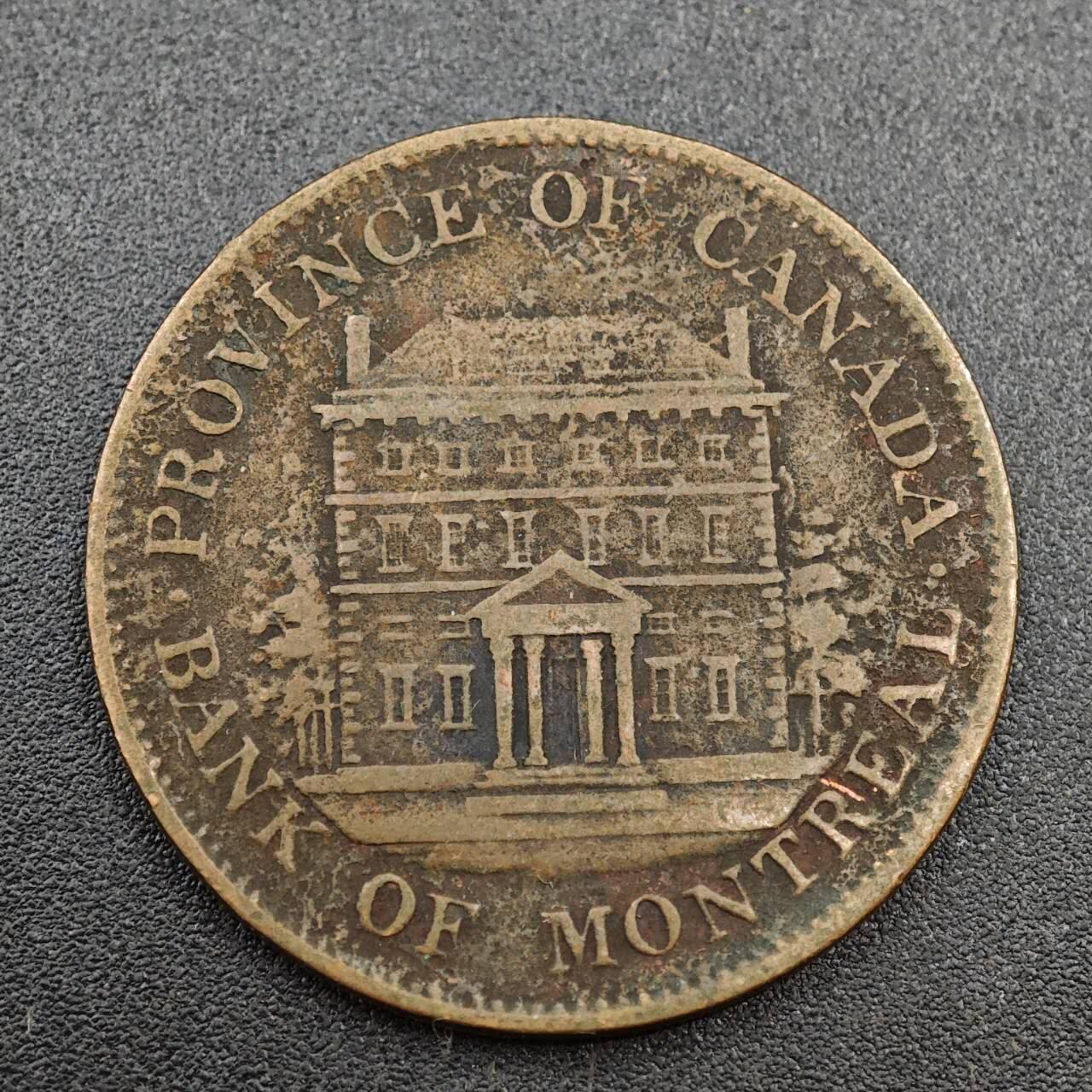 【淘币小摊】实时拍第八百零三拍   散币套币场   满百包邮可预留二周 每周一统一发货   加拿大蒙特利尔银行1844年半便士铜币代币