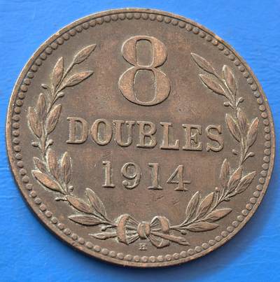 外国优质老铜币银币，未完待续 - 英属根西1914年8道布H版