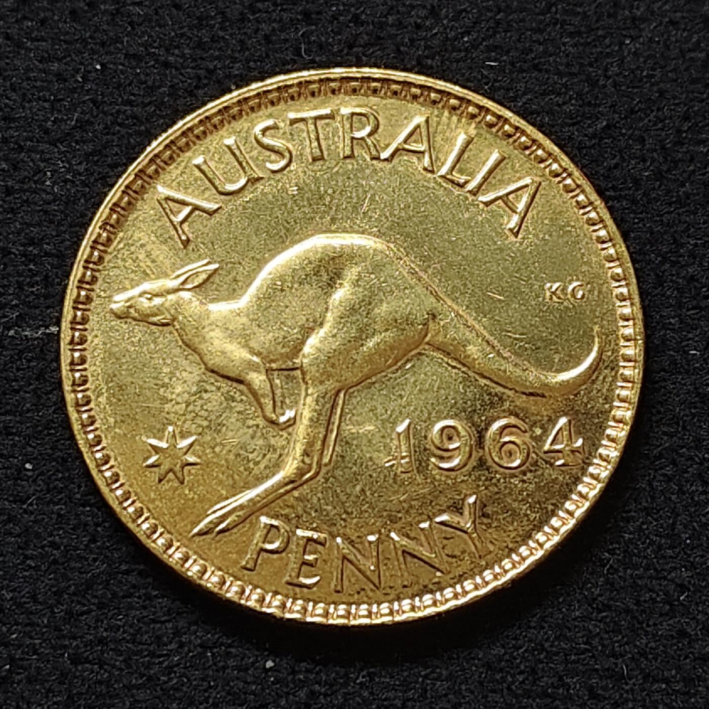 【全场包邮】纯粹捡漏拍480场（免费代拍第17场） 澳大利亚1964年1便士镀金铜币