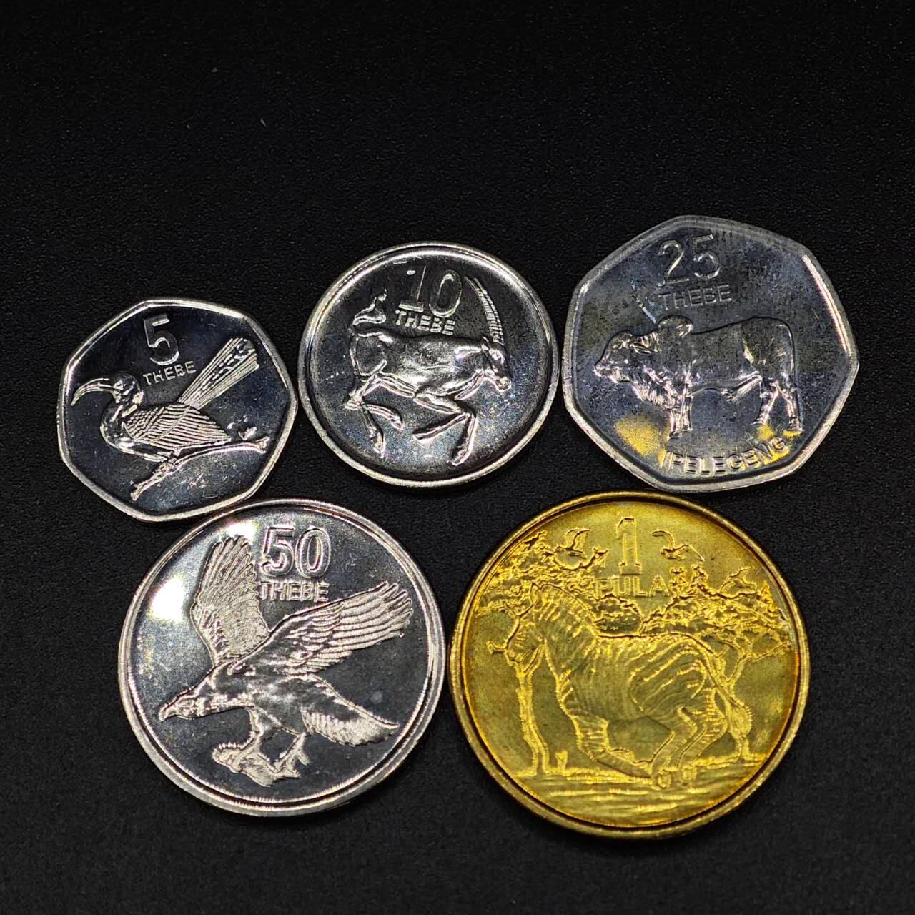 【淘币小摊】实时拍第八百零三拍   散币套币场   满百包邮可预留二周 每周一统一发货   博茨瓦纳2013年5枚