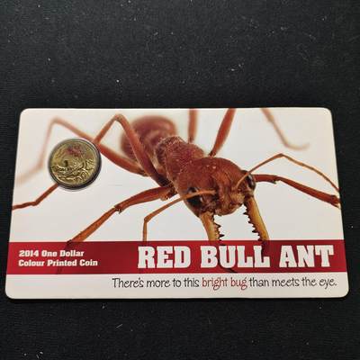 【全场包邮】纯粹捡漏拍480场（免费代拍第17场） - 澳大利亚2014年1元彩色昆虫系列红牛蚁官方卡装彩色纪念币