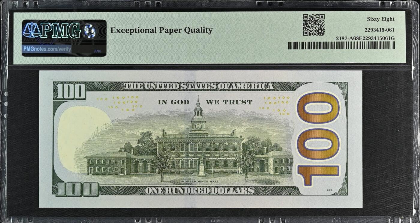 《艾美收藏》第221期-11.23周日黄金场精品荟萃 美国100美元 PMG68E 2009年 首发 无4 冠军分