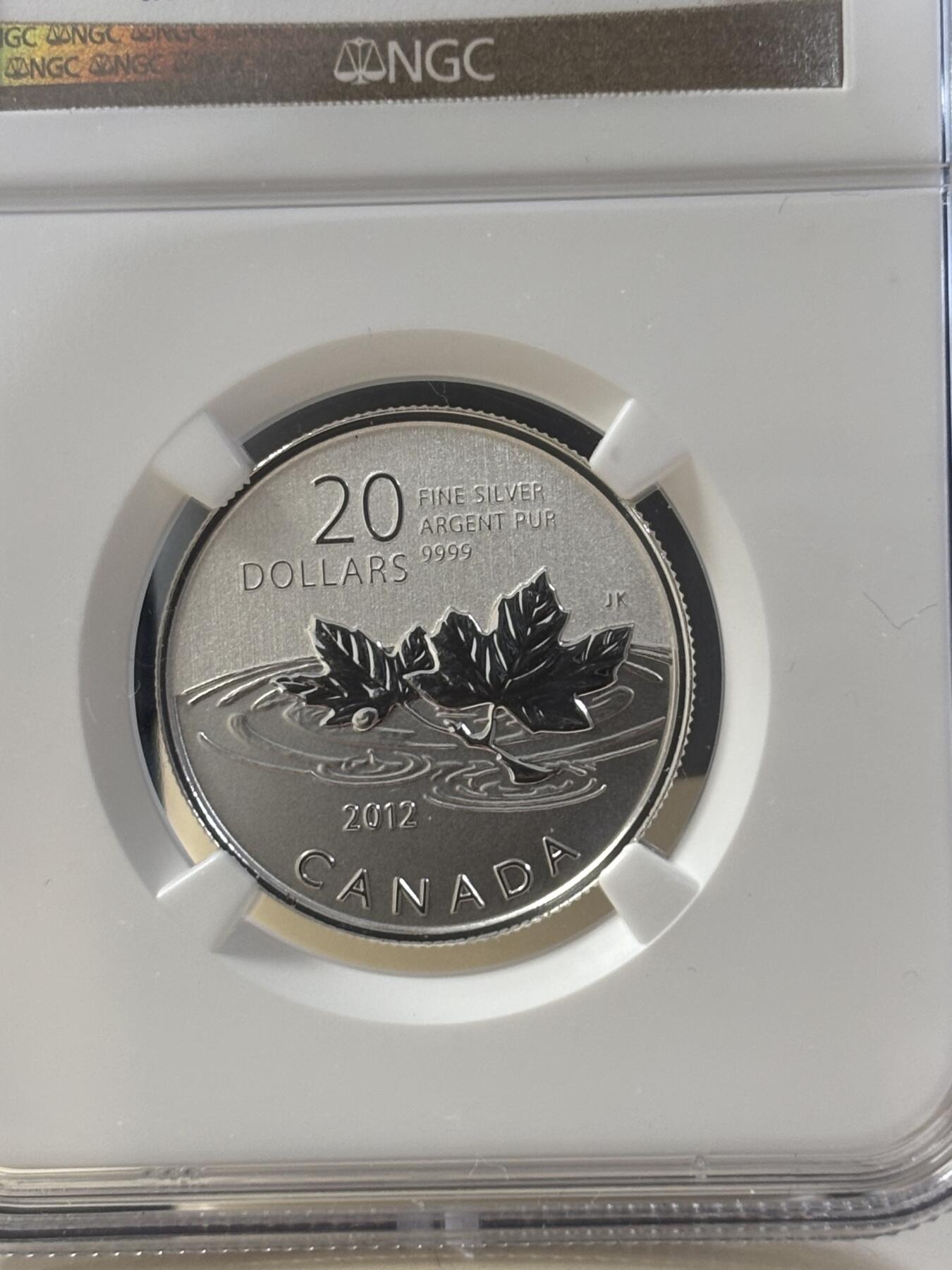 第182期拍卖 加拿大2012年20换20系列枫叶银币NGC-SP69，1/4盎司，9999银