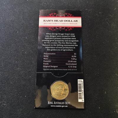 【全场包邮】纯粹捡漏拍480场（免费代拍第17场） - 澳大利亚2011年1元复刻绵羊1先令图案（1938-1963年期间发行）官方卡装纪念币