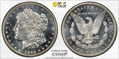 博洋堂藏家专场系列之美国钱币白金之夜专场暨第148期（全场包邮） - PCGS MS64PL 美国1904 O 摩根 镜面底板 霜感十足 十字转光