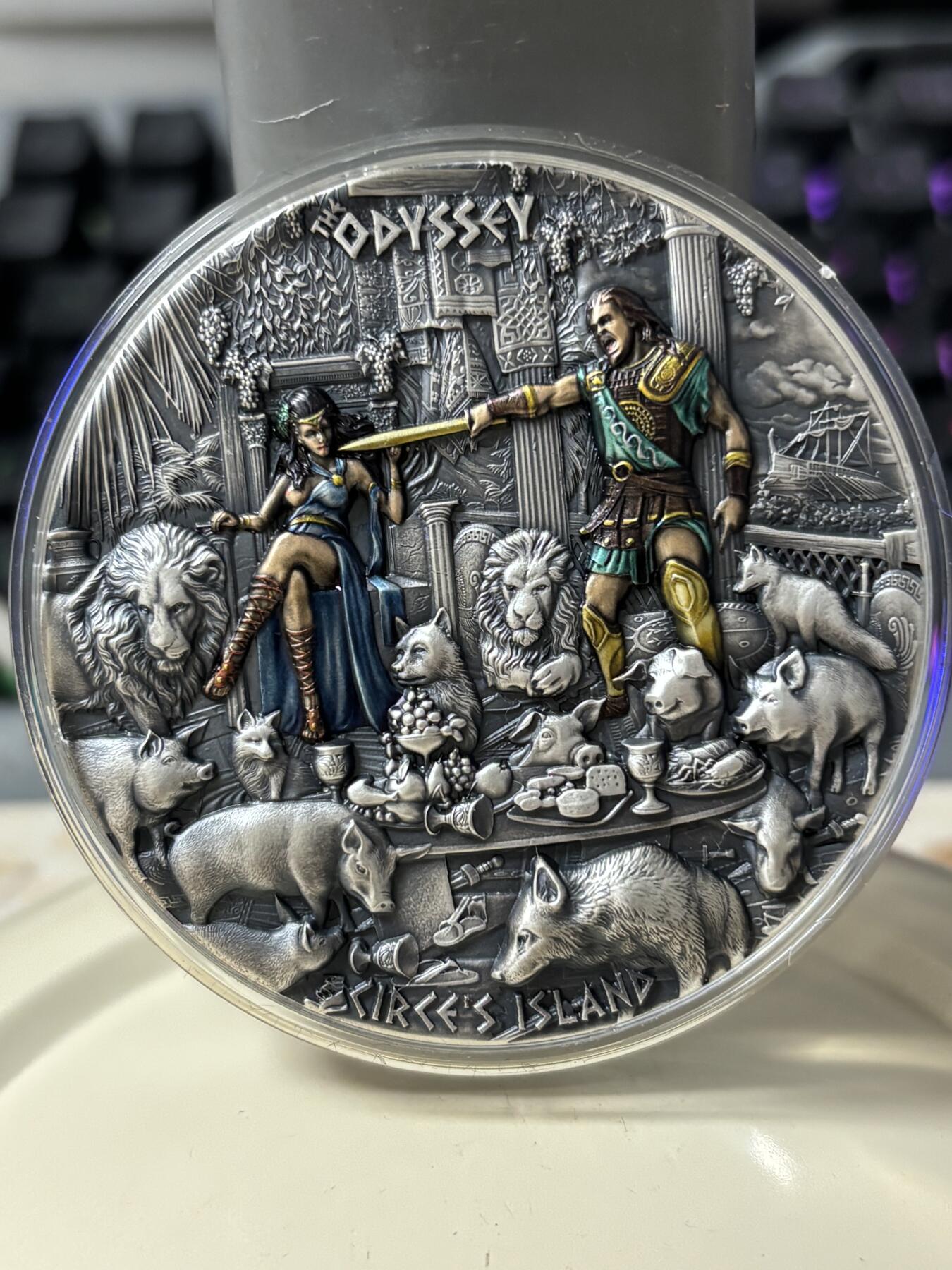 第183期拍卖 纽埃2023年希腊史诗奥德赛奥德修斯和女巫 3盎司纪念银币，999银，发行500枚，
