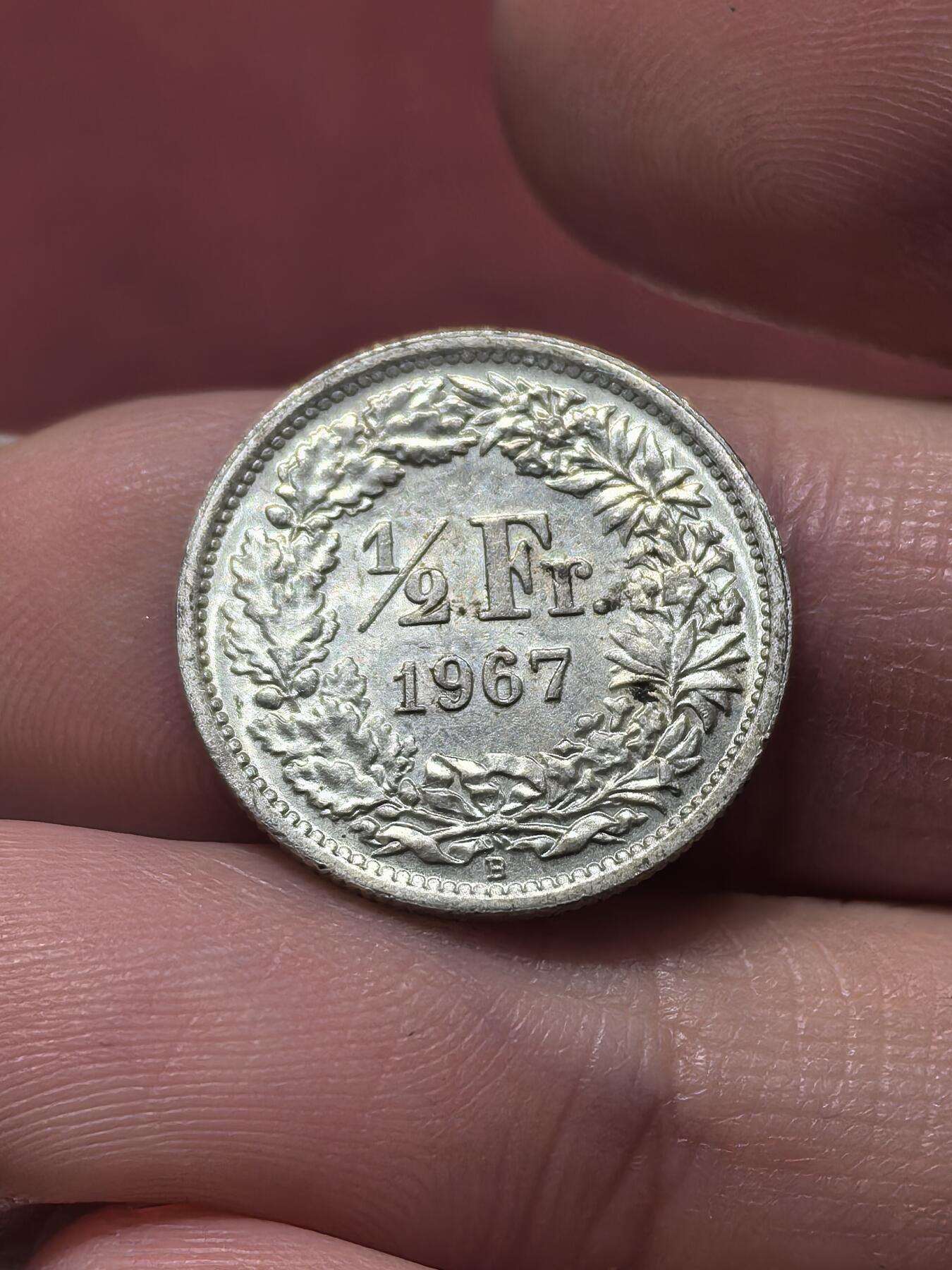 南宋泉阁俄币 外币 国币 专场第十九期 【送拍无额外佣金】 瑞士 1967年 1/2瑞士法郎小银币 通货好品