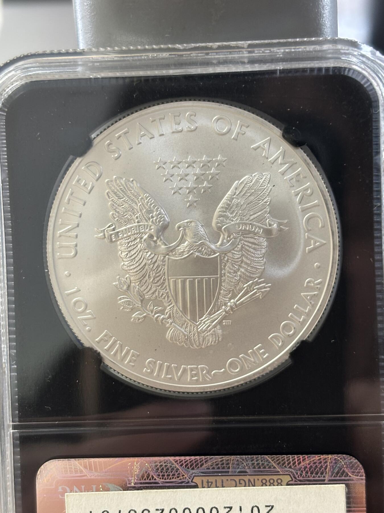 第182期拍卖 美国2012年鹰洋银币美国自由女神银币NGC-MS70，1盎司，999银