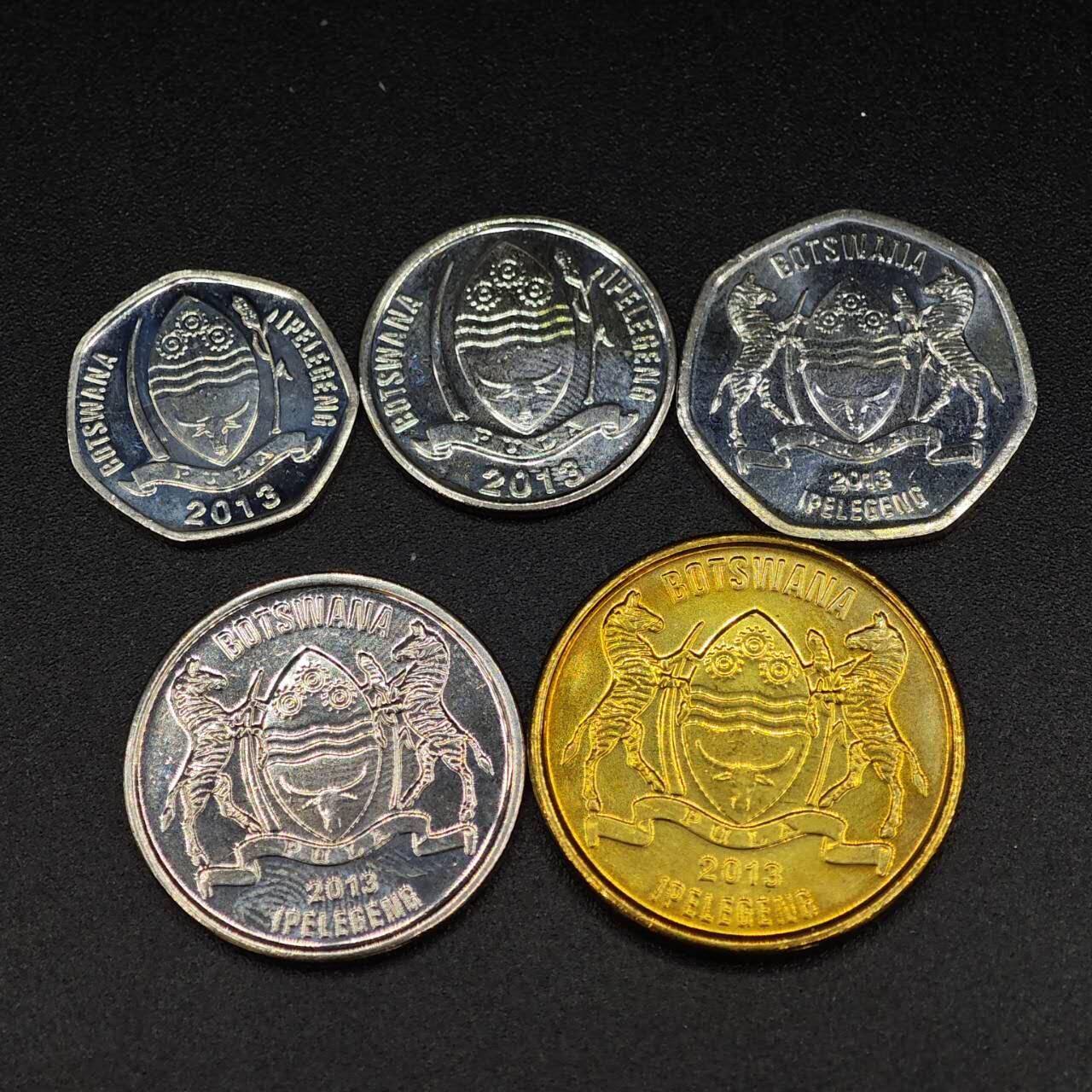 【淘币小摊】实时拍第八百零三拍   散币套币场   满百包邮可预留二周 每周一统一发货   博茨瓦纳2013年5枚