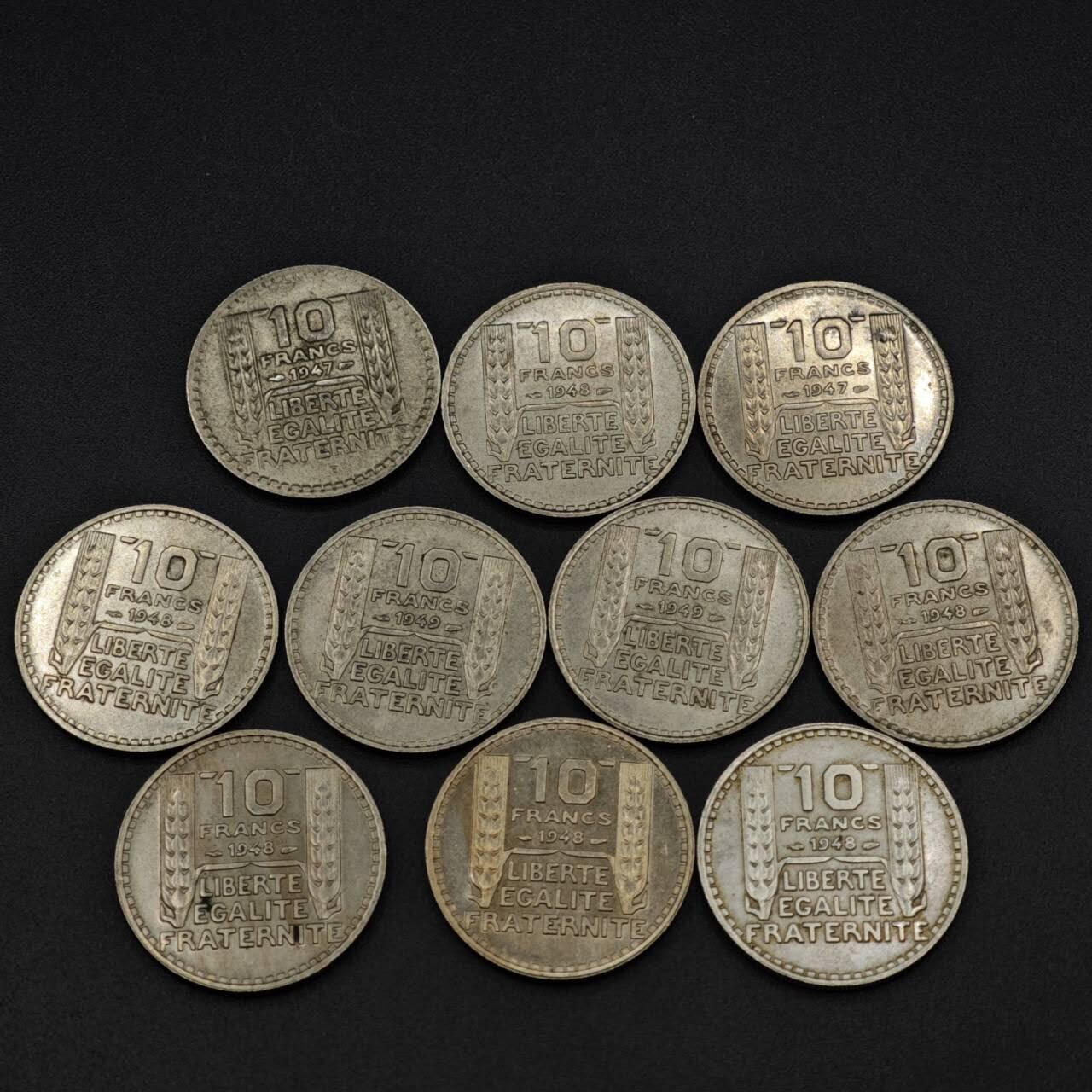 【淘币小摊】实时拍第八百零三拍   散币套币场   满百包邮可预留二周 每周一统一发货   法国10法郎镍币10枚