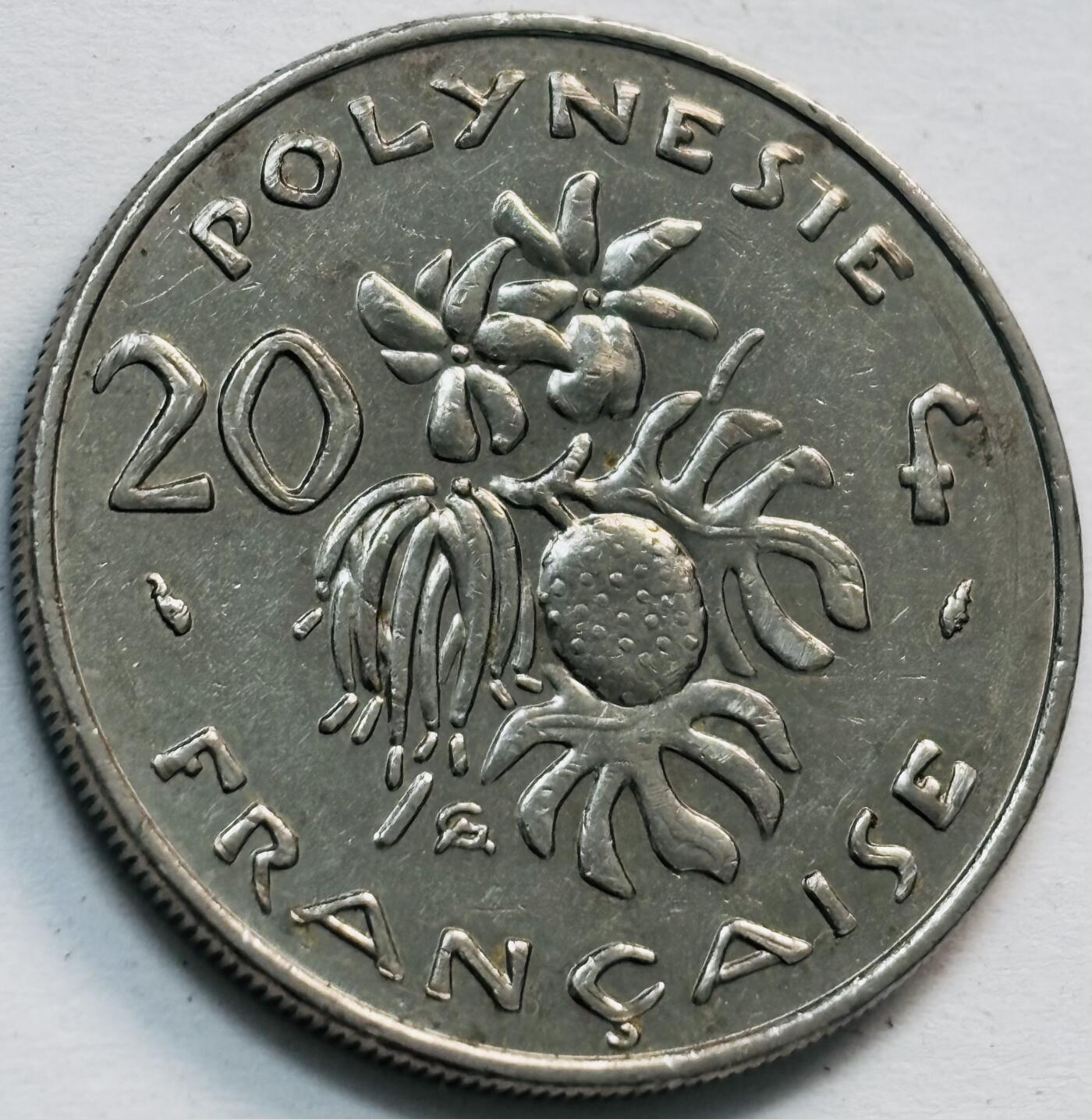 文馨钱币收藏第 282 场，【 长期接收代拍品】，加拿大老铜代用币，银币，德三系列场 原光品相 1983 年法属波利尼西亚 20 法郎，第二版