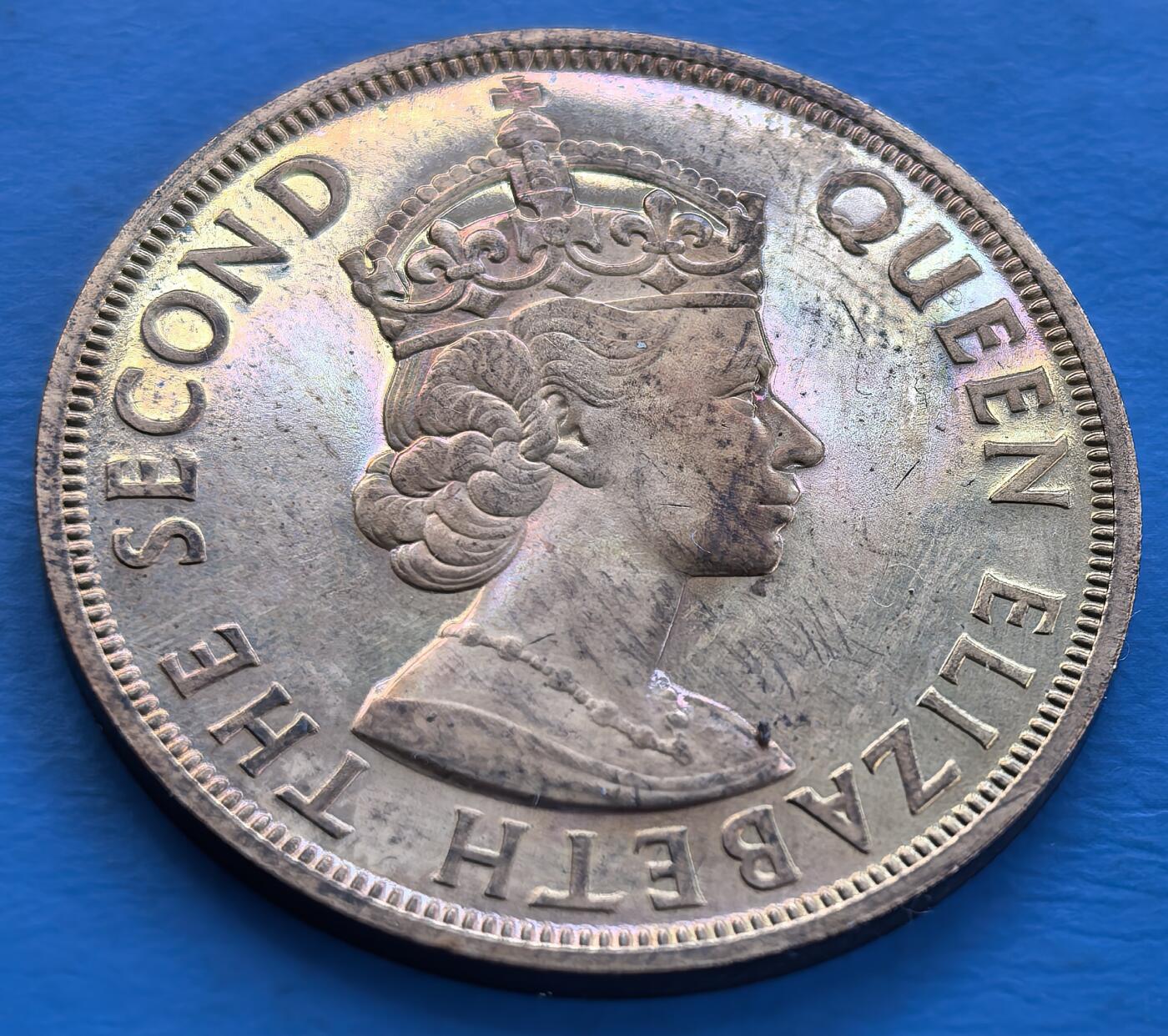 外国优质老铜币银币，未完待续 少见精制东加勒比1955年2分大铜币