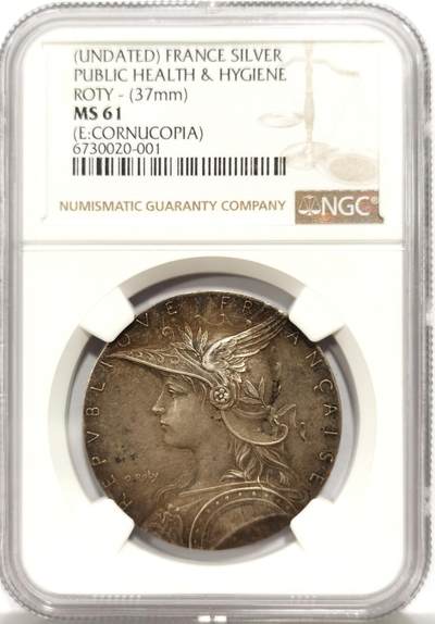 博洋堂世界钱币拍卖第147期（全场包邮） - NGC MS61 法国公共卫生与清洁委员会纪念银章，经典玛丽安娜头像，罗蒂作品